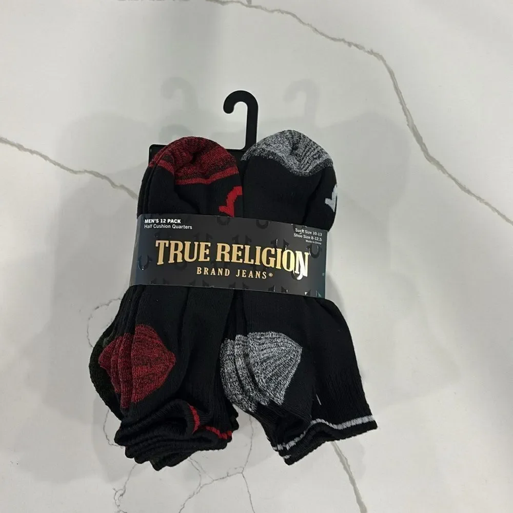 True Religion Black and Gray Athletic Socks 12 pair